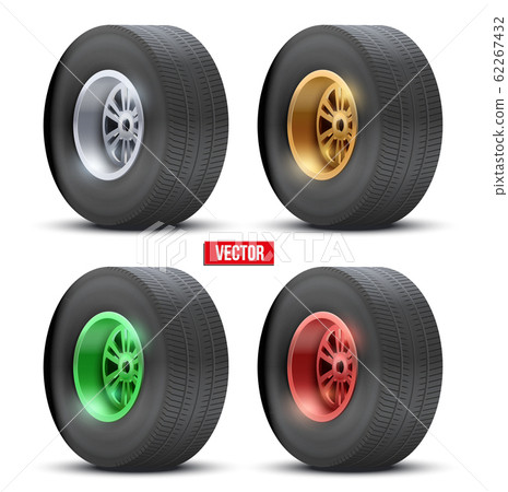 Set of sports car colorful wheels. Vector illustration Set of sports car colorful wheels. Vector illustration 62267432