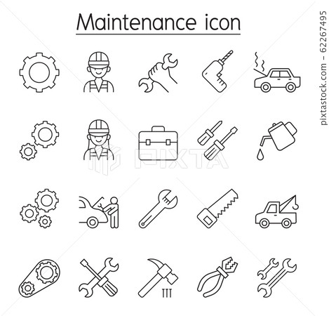 Maintenance & Fixing icon set in thin line style Maintenance & Fixing icon set in thin line style 62267495
