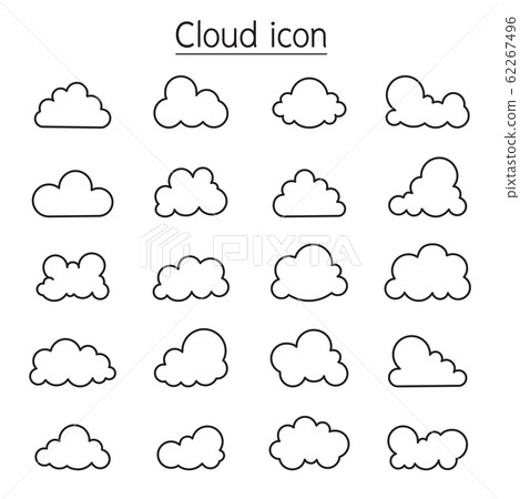 Cloud icon set in thin line style 62267496