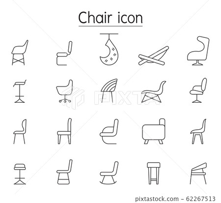 Chair line icons set in side view 62267513