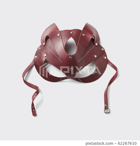 BDSM red leather cat mask. 62267610