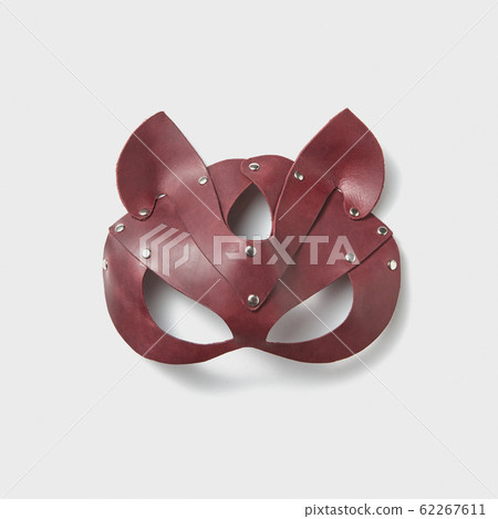 Red leather cat BDSM mask. 62267611