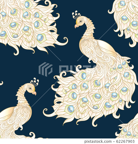 Peacock bird seamless pattern, background. 62267903