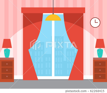 Bedside Table and Lamps, Interior of Room Vector 62268415