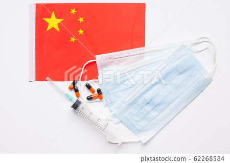 China health care concept. Flu outbreak and coronavirus or coronaviruses influenza. 62268584
