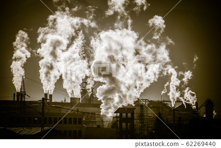 Air pollution - factory Mondi at town Ruzomberok, Slovakia 62269440