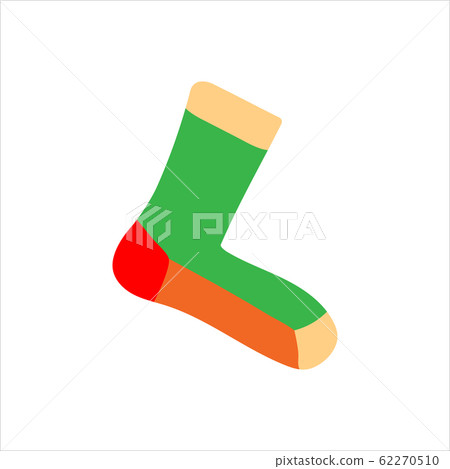 Bright sock. Clothing. Isolated vector color sketch on a white background. Illustration on the theme of Patrick's Day. For logo, poster or banner and greeting card. Decorative design. Bright sock. Clothing. Isolated vector color sketch on a white background. Illustration on the theme of Patrick's Day. For logo, poster or banner and greeting card. Decorative design. 62270510
