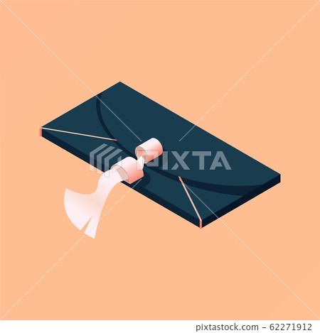 Isometric women black clutch isolated on peach 62271912