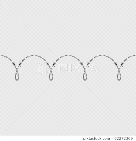 Metal barbed wire horizontal seamless border template and elements object. EPS 10 Metal barbed wire horizontal seamless border template and elements object. EPS 10 62272309