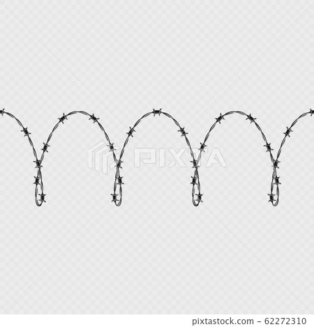 Metal barbed wire horizontal seamless border template and elements object. EPS 10 62272310