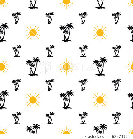 Seamless pattern with palm and sun. Can use for - Stock Illustration ...