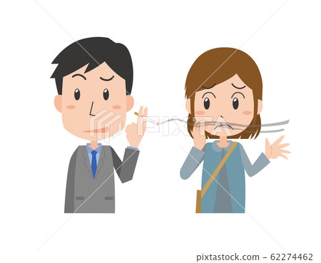 Cigarette man office worker smoke nuisance woman - Stock Illustration  [62274462]