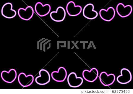 Neon heart frame rectangle pink 62275493