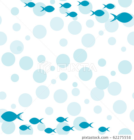 Fish and polka dot frame square blue fish 62275558