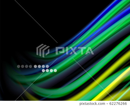 Silk smooth lines on black, liquid fluid color waves. Vector Illustration Silk smooth lines on black, liquid fluid color waves. Vector Illustration 62276266