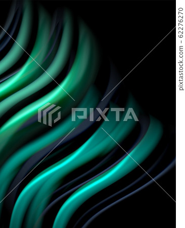 Silk smooth lines on black, liquid fluid color waves. Vector Illustration Silk smooth lines on black, liquid fluid color waves. Vector Illustration 62276270