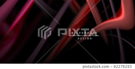 Abstract silk smooth lines on black, multicolored liquid fluid rainbow style waves on black 62276283