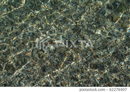 The background of the top view, clear blue sea. The water is crystal clear because of the sunlight shining. The background of the top view, clear blue sea. The water is crystal clear because of the sunlight shining. 62276907