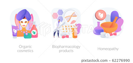Organic pharmacological products vector concept metaphors. 62276990