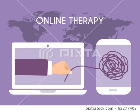 Online psychological help vector illustration. On line psychotherapy counseling concept. Human mental problem solutions. 62277402