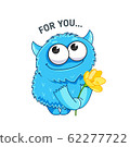 Cute little monster with a flower 62277722