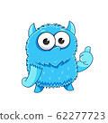Cute cartoon monster with a thumbs-up sign 62277723