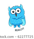 Blue emotional monster vector character 62277725
