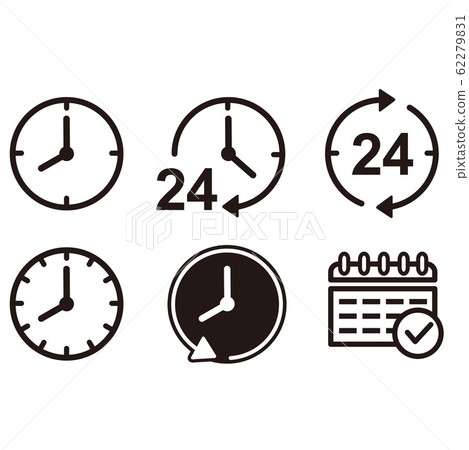 Clock 24 hours icon set - Stock Illustration [62279831] - PIXTA