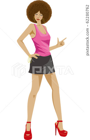 黑人婦女的整個身體。圖像插圖(70年代和80年代) 黑人婦女的整個身體。圖像插圖(70年代和80年代) 62280762