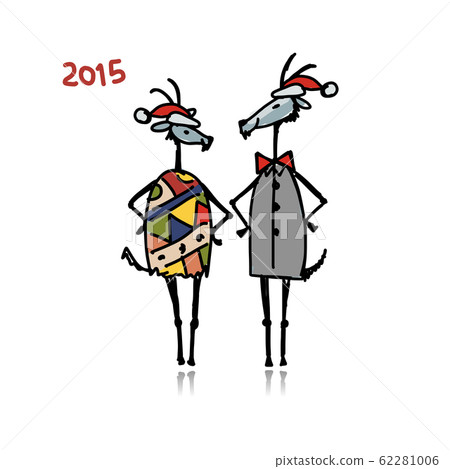 Couple of funny goats. Symbol 2015 new year 62281006