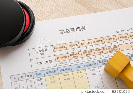 [Picture material]: Attendance management table Attendance Overtime Full-time employee 62281053