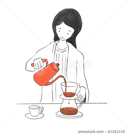 A woman putting coffee 62281310