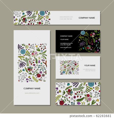 Business cards collection, floral design Business cards collection, floral design 62281681
