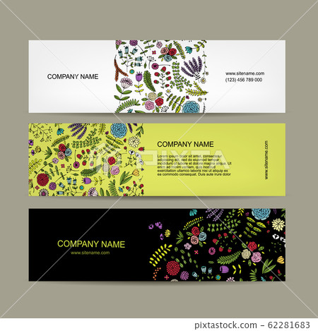 Business cards, floral banners design Business cards, floral banners design 62281683