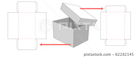 Box and lid packaging die cut template design Box and lid packaging die cut template design 62282145