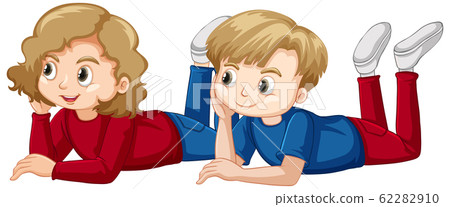 Boy and girl laying on the floor 62282910