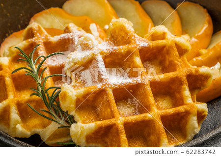 Waffles of Dutch, French and Belgian foods 62283742