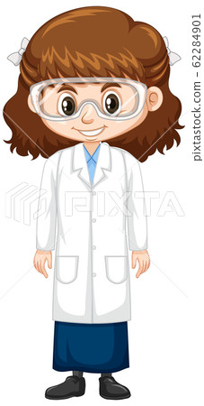 Cute girl in science gown on white background - Stock Illustration ...