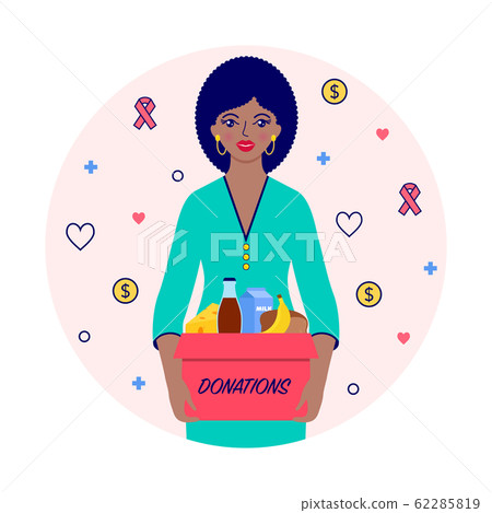 woman with donations woman with donations 62285819