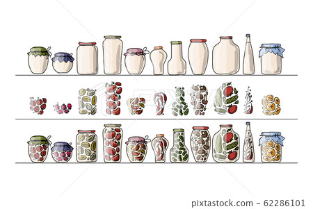Set of pickle jars with fruits and vegetables 62286101