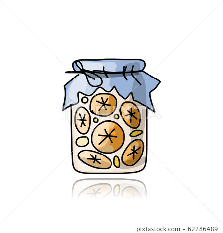 Jar with orange jam, sketch for your design Jar with orange jam, sketch for your design 62286489