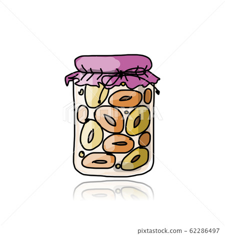 Jar with peach jam, sketch for your design Jar with peach jam, sketch for your design 62286497