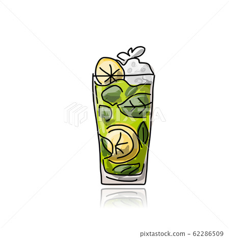 Glass with cocktail, sketch for your design Glass with cocktail, sketch for your design 62286509