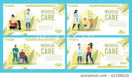 Medical Care for Injured People Vector Web Banners - Stock Illustration ...