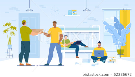 Boys Students Ordering Fastfood Snack to Hostel Boys Students Ordering Fastfood Snack to Hostel 62286672