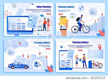 Pharmaceutical Goods Delivery Vector Web Banners 62287217