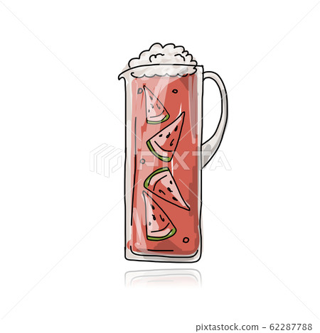 Watermelon cocktail in jug, sketch for your design Watermelon cocktail in jug, sketch for your design 62287788