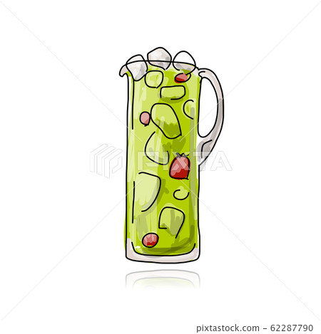 Strawberry cocktail in jug, sketch for your design Strawberry cocktail in jug, sketch for your design 62287790