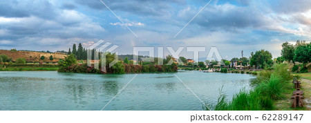 Lake and mountain in Pamukkale Village, Turkey 62289147