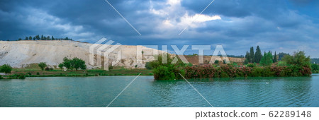 Lake and mountain in Pamukkale Village, Turkey 62289148